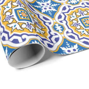 💙 Hermoso Azulejos azules IV Papel de envolvimien