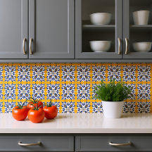 💙 💛 Hermoso Azulejos VIII azul y amarillo,