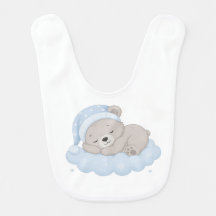 Hermoso Babero de Oso Durmiente en la Nube para Be