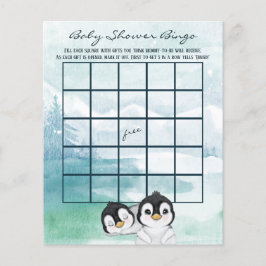 Hermoso Baby Penguins Baby Shower Bingo Flyer