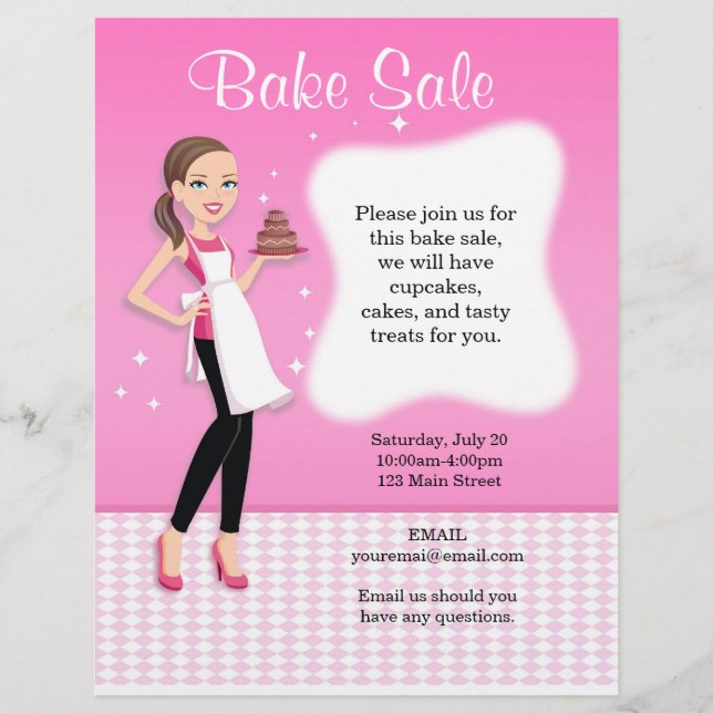 Hermoso Bake Sale Flyer personalizado (Frente)