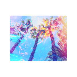 Hermoso Blue Tropical Palm Tree arte mural Metaliz