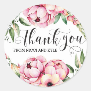 Hermoso Boda floral Gracias Pegatinas