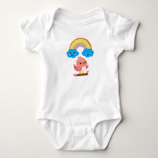 Hermoso Body de Jersey para Bebé con Pájaro Rosa y