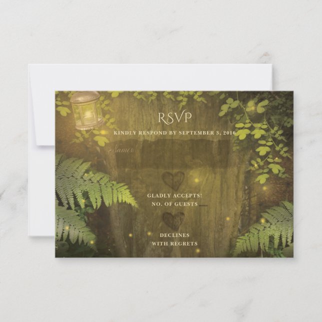 Hermoso Bosque Secreto Jardín Dream Wedam RSVP (Anverso)