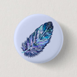 Hermoso botón azul de pluma - colores Personalizad