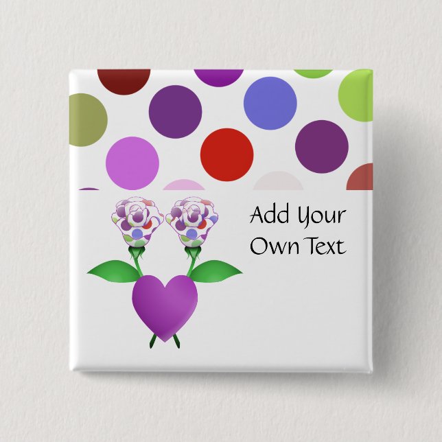 Hermoso botón de Personalizable de Rosas de Punto  (Anverso)