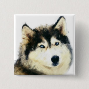 Hermoso botón de pin - Husky siberiano