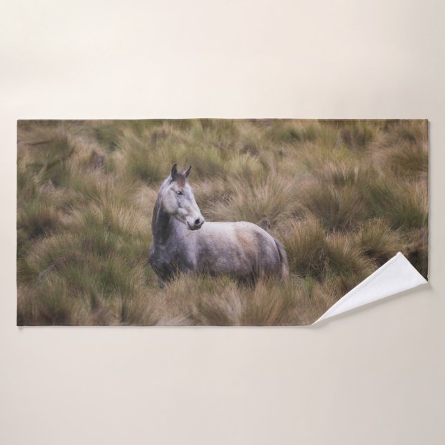 Hermoso caballo de color gris (Toalla de baño)