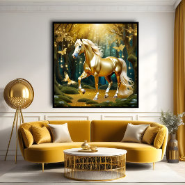 Hermoso caballo dorado, arte de fantasía