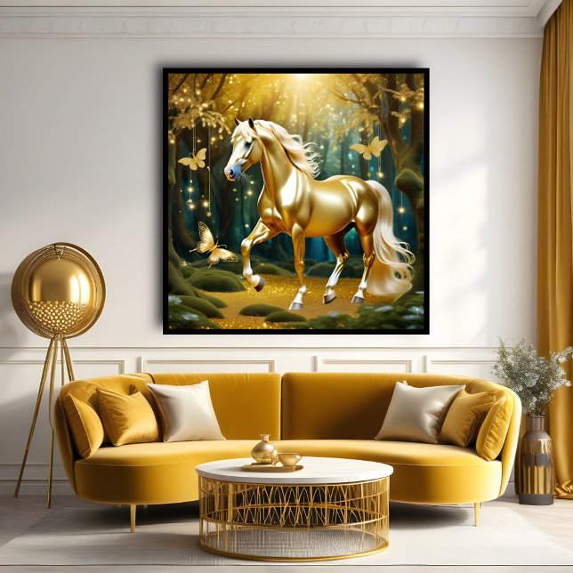 Hermoso caballo dorado, arte de fantasía (Subido por el creador)