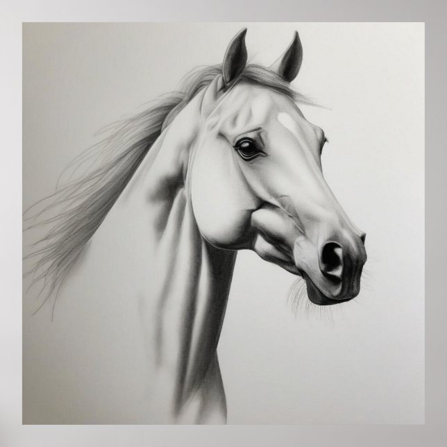 Hermoso caballo Lápiz dibujar en casa decoración d (Frente)