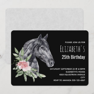 Hermoso Cabeza de Caballo en Aquarela Invitación d