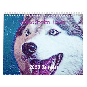 Hermoso calendario artístico Siberian Husky 2020