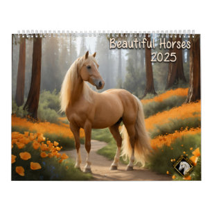 Hermoso calendario de caballos 2025 en pared