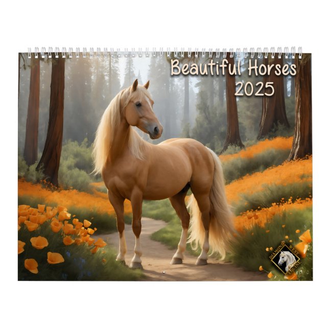 Hermoso calendario de caballos 2025 en pared