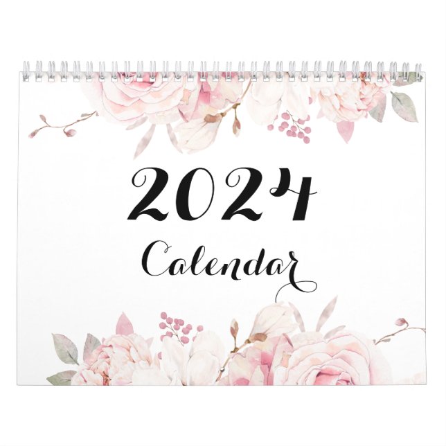 Hermoso calendario de pared floral 2024 (Tapa)