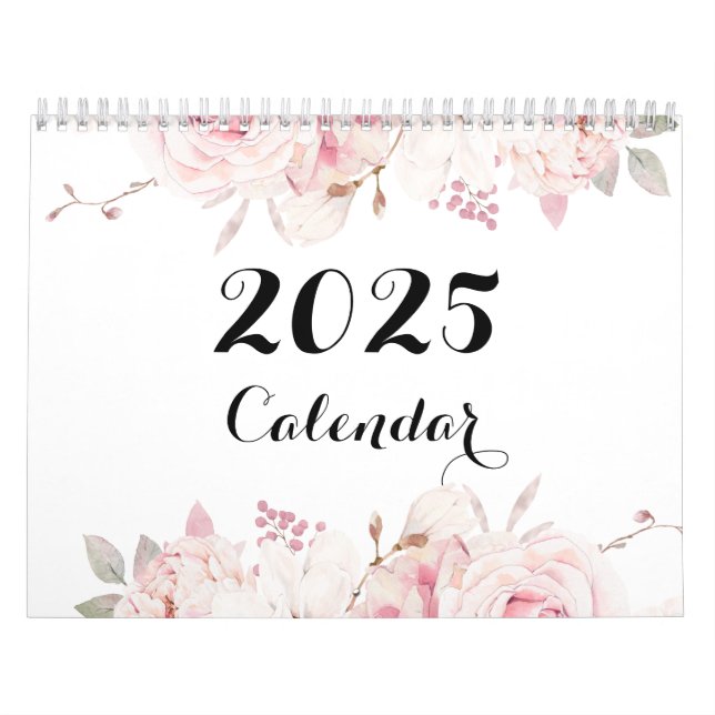 Hermoso calendario de pared floral 2025 (Tapa)
