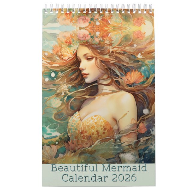 Hermoso calendario de sirenas 2025, sirena (Tapa)