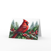 Hermoso Cardenal Rojo de Navidad Invernal