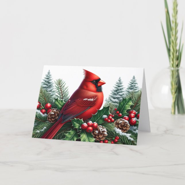 Hermoso Cardenal Rojo de Navidad Invernal (Anverso)