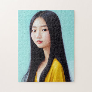 HERMOSO CHICA ASIÁTICO ART JIGSAW PUZZLE