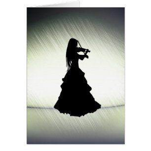 Hermoso Chica gitano juega al violín verde