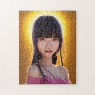 HERMOSO CHICA ORIENTAL ASIÁTICO ART JIGSAW PUZZLE