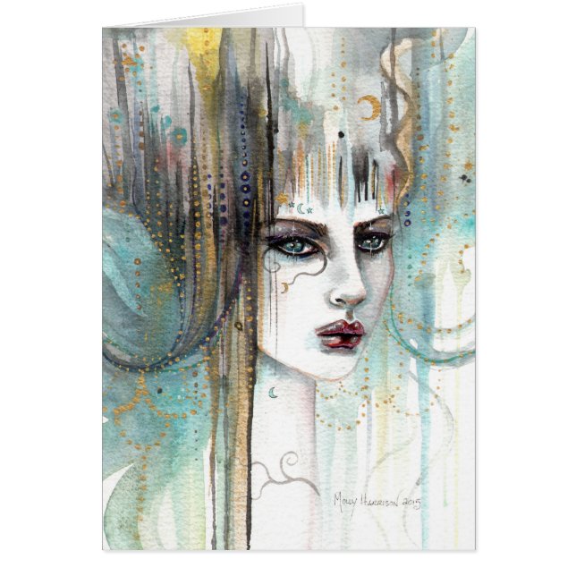 Hermoso Chica Resumen Fantasía Watercolor Art (Frente)