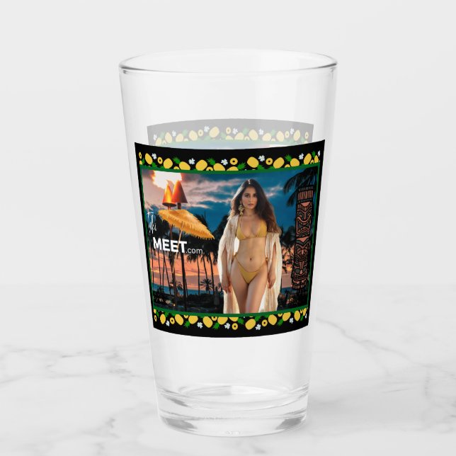 Hermoso Chica TikiMeet.com Tumbler Glass (Anverso)