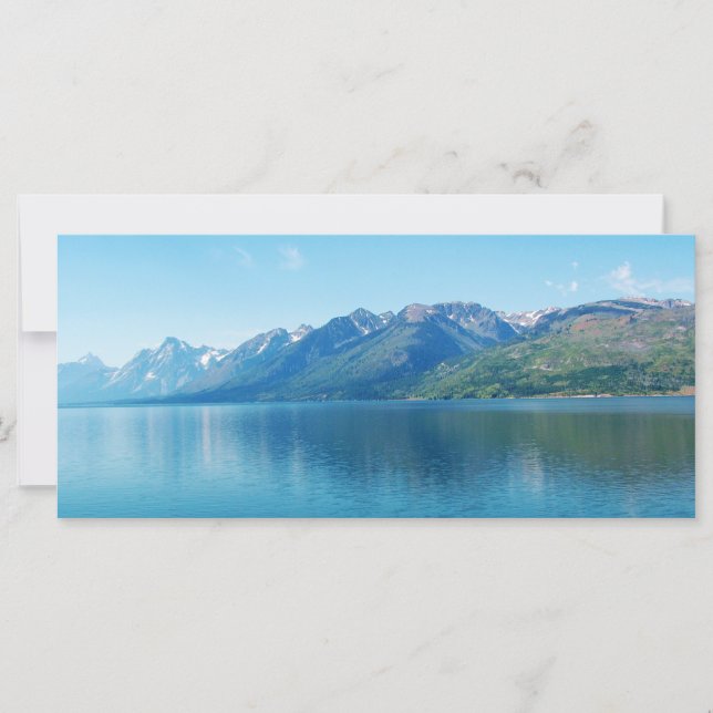 hermoso cielo, lago y montaña Gran Tetón (Anverso)