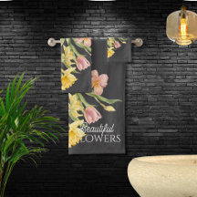 Hermoso clásico moderno floral acuarela negro
