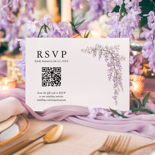 Hermoso código QR de respuesta de boda con wisteri (Subido por el creador)
