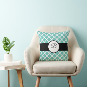 Hermoso Cojín decorativo con texto de monograma pe
