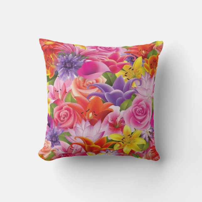 Hermoso Cojín decorativo floral (Anverso)