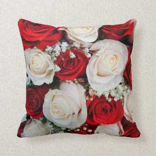 Hermoso Cojín decorativo Roses Rojas y Blancas