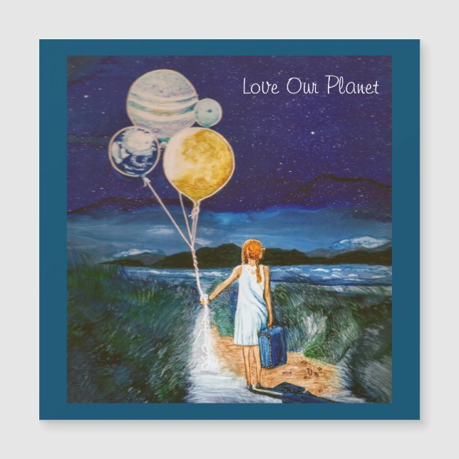 Hermoso, colorido, el imán "Love our Planet" (Anverso)
