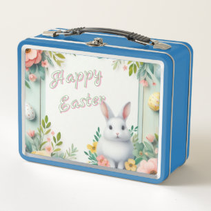 Hermoso conejito de Pascua con flores