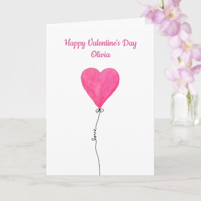 Hermoso corazón de acuarela Tarjeta del día de San (Orquídea)