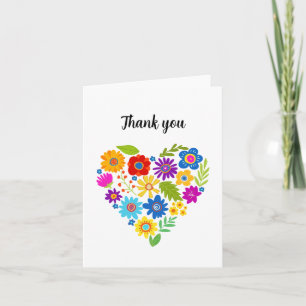 Hermoso Corazón Floral Tarjeta de agradecimiento