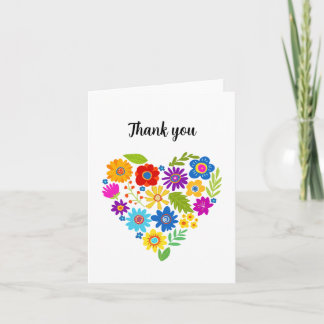 Hermoso Corazón Floral Tarjeta de agradecimiento