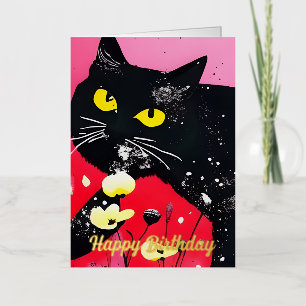 Hermoso cumpleaños de gato negro