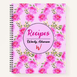 Hermoso Diario de Recetas con Flores Rosas | Flora