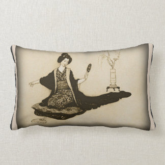 Hermoso dibujo japonés vintage, almohada geisha