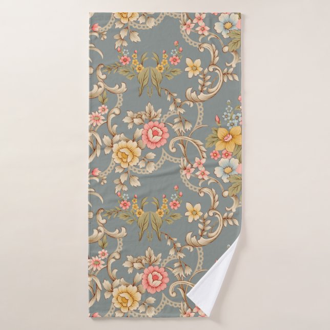 Hermoso diseño de borde de estilo barroco ornament (Toalla de baño)