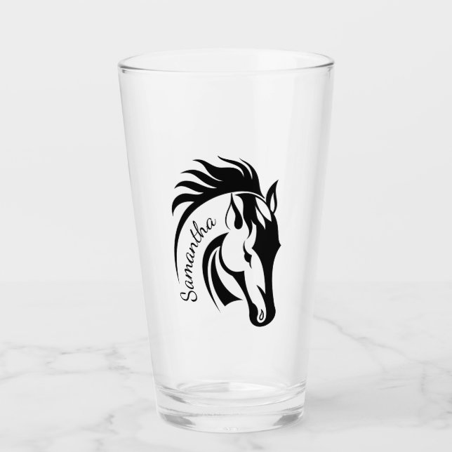 Hermoso diseño de caballos Vidrio para beber (Anverso)