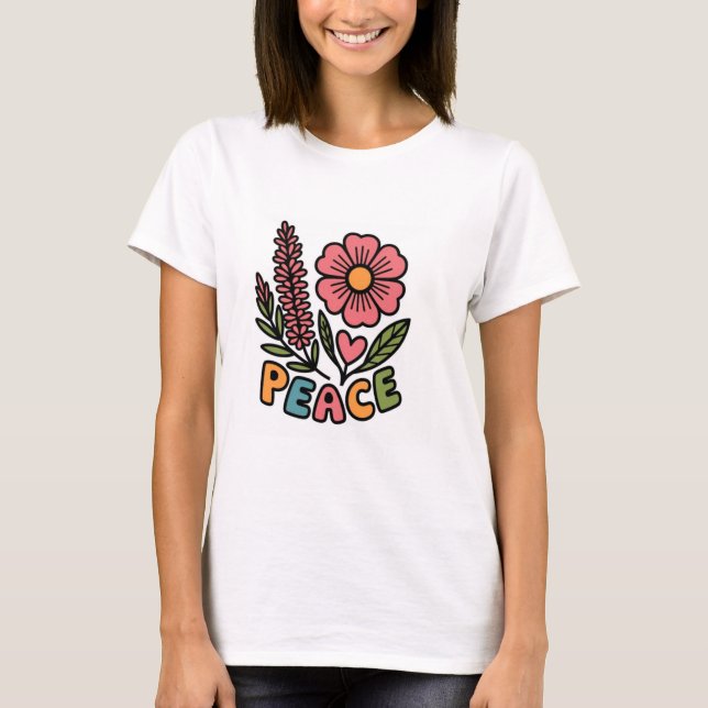 Hermoso diseño de camiseta blanca con flor (Anverso)