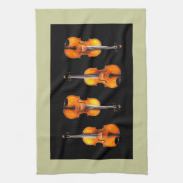 Hermoso diseño de toallas de cocina en violín/viol