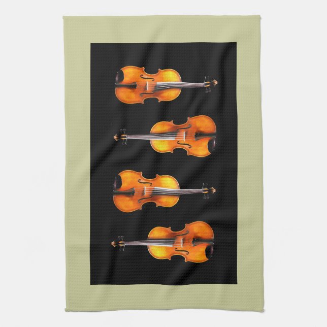 Hermoso diseño de toallas de cocina en violín/viol (Vertical)