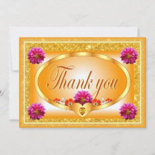Hermoso diseño floral naranja tarjeta de agradecim